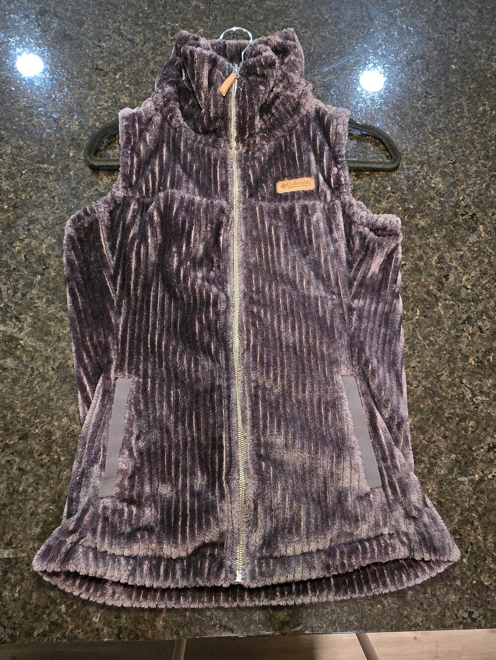 Plush Ribbed Zip-Up Vest Dark Grey Columbia